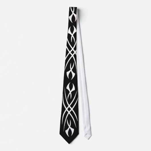 Cool zwarte stropdas met wild tattoo patroon (Voorkant)