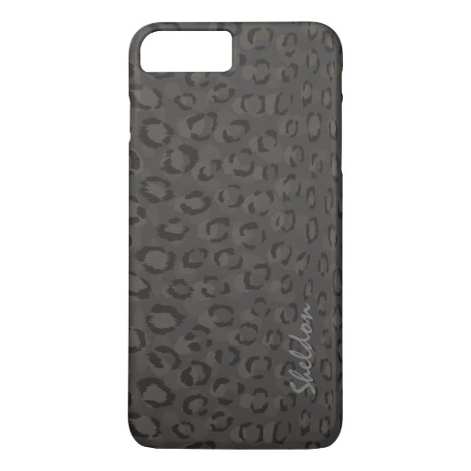 Cool zwartgrijze cheetahprint monogram Case-Mate iPhone case (Achterkant)