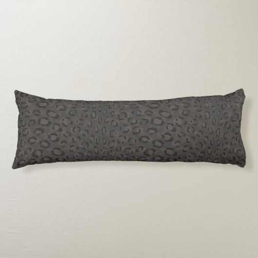Cool zwartgrijze cheetahprint monogram lichaamskussen (Voorkant)