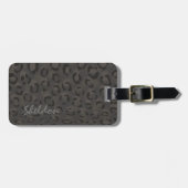 Cool zwartgrijze luipaardprint monogram bagagelabel (Voorkant horizontaal)