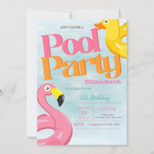 Cool zwembad Flamingo's Zomer Verjaardagsfeest Kaart