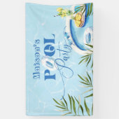 Cool zwembad party geslacht neutrale verjaardag spandoek (Verticaal)