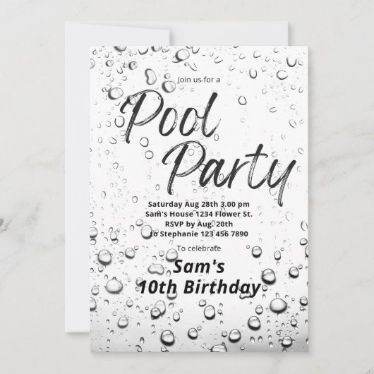 Cool Zwembad Party Water Splash Zomer Verjaardagsf Kaart (Voorkant)