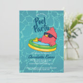 Cool Zwembad Party Zwemmen Verjaardag Uitnodiging (Staand voorkant)