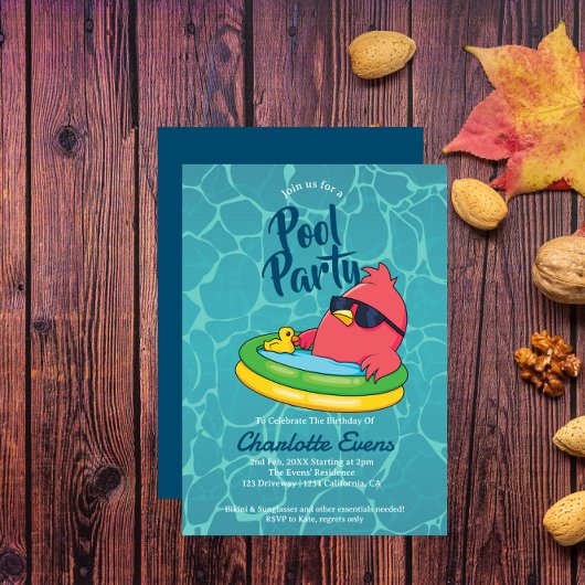 Cool Zwembad Party Zwemmen Verjaardag Uitnodiging
