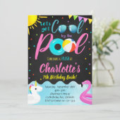 Cool Zwembad Party Zwemmen Verjaardag Uitnodiging (Staand voorkant)