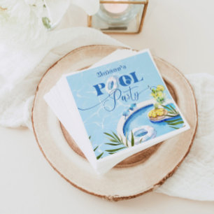 Cool zwembad verjaardagsfeestje blauw zwembad servet