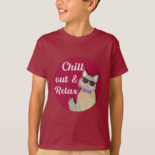 CoolCat -Chill Out & Relax - lustiges Katzendesign T-shirt (Voorkant)