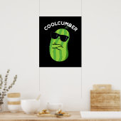 Coolcumber Funny Veggie Cucumber Pun Dark BG Poster (Keuken)