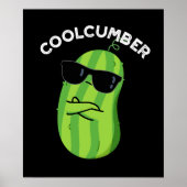 Coolcumber Funny Veggie Cucumber Pun Dark BG Poster (Voorkant)