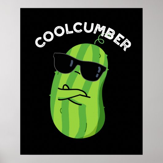 Coolcumber Funny Veggie Cucumber Pun Dark BG Poster (Voorkant)