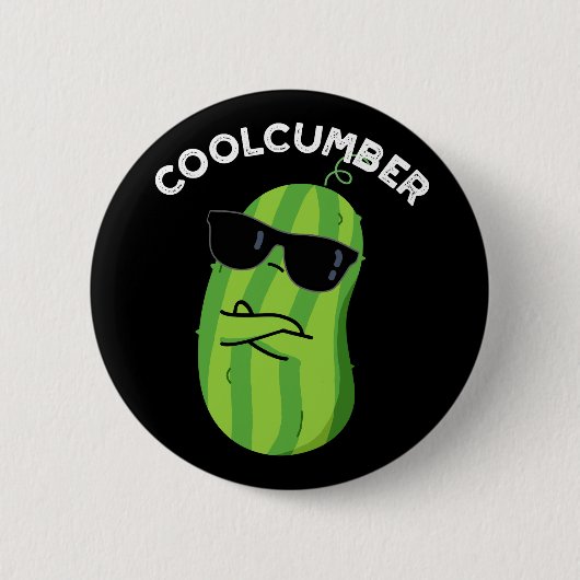 Coolcumber Funny Veggie Cucumber Pun Dark BG Ronde Button 5,7 Cm (Voorkant)