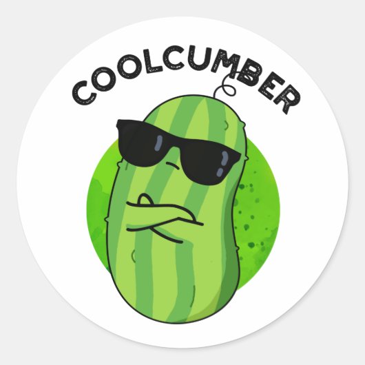 Coolcumber Funny Veggie Cucumber Pun Ronde Sticker (Voorkant)