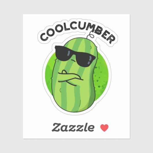 Coolcumber Funny Veggie Cucumber Pun Sticker (Vel)
