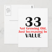 COOLE 33 JAAR OUDE VERJAARDAG DESIGN BRIEFKAART (Voorkant / Achterkant)