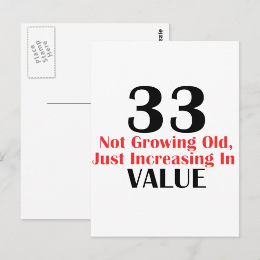 COOLE 33 JAAR OUDE VERJAARDAG DESIGN BRIEFKAART (Voorkant / Achterkant)