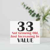 COOLE 33 JAAR OUDE VERJAARDAG DESIGN BRIEFKAART (Staand voorkant)