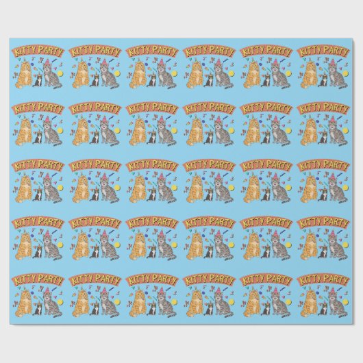 Coole 90s Kat Party 1990s Thema Kitty Cadeaupapier (Vlak)