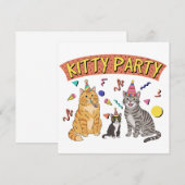 Coole 90s Kat Party 1990s Thema Kitty Kaart (Voorkant / Achterkant)