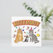 Coole 90s Kat Party 1990s Thema Kitty Kaart (Staand voorkant)