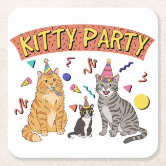 Coole 90s Kat Party 1990s Thema Kitty Kartonnen Onderzetters