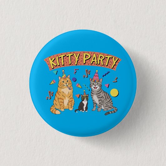 Coole 90s Kat Party 1990s Thema Kitty Ronde Button 3,2 Cm (Voorkant)