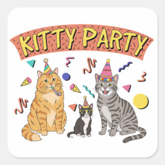Coole 90s Kat Party 1990s Thema Kitty Vierkante Sticker