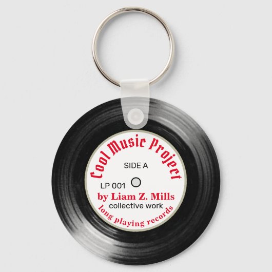 coole aangepaste L.P. vinyl-recordmuziek Sleutelhanger (Voorkant)