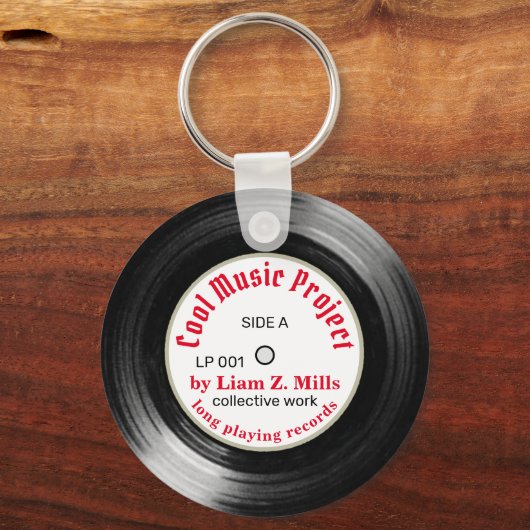 coole aangepaste L.P. vinyl-recordmuziek Sleutelhanger (Voorkant)