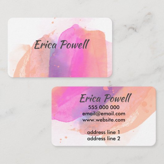 coole abstracte moderne waterverf kunst op wit visitekaartje (Voorkant / Achterkant)