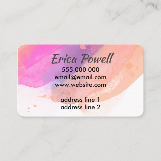 coole abstracte moderne waterverf kunst op wit visitekaartje (Achterkant)