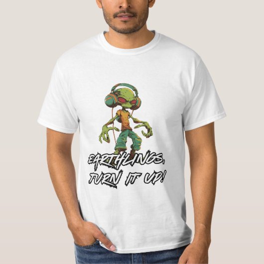 Coole Alien DJ – Aardlingen zet hem harder! T-shirt (Voorkant)