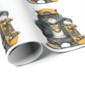Coole antropomorfe kat in hiphopkleding cadeaupapier (Rol Hoek)