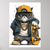 Coole antropomorfe kat in hiphopkleding poster (Voorkant)