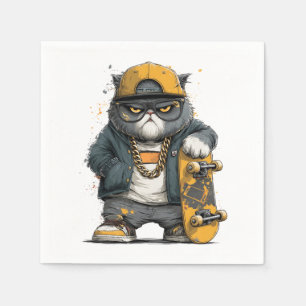 Coole antropomorfe kat in hiphopkleding servet