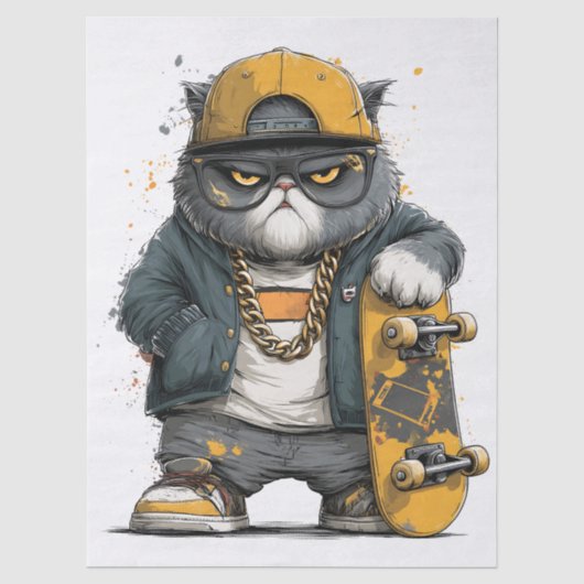 Coole antropomorfe kat in hiphopkleding tissuepapier (Voorkant)