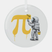 Coole astronaut die Pi-symbool schildert Pi-dag Glas Ornament (Voorkant)