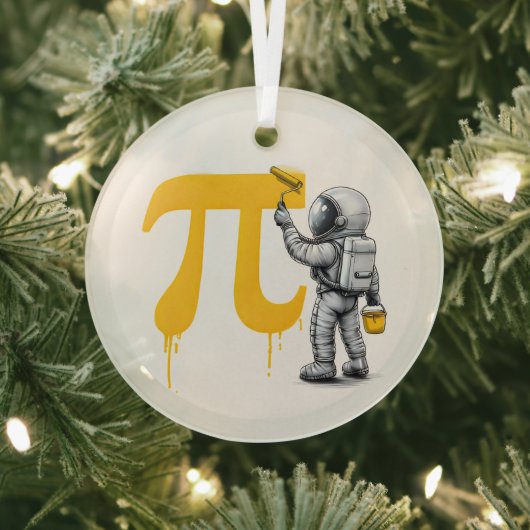 Coole astronaut die Pi-symbool schildert Pi-dag Glas Ornament (Insitu)