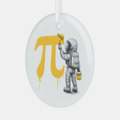 Coole astronaut die Pi-symbool schildert Pi-dag Glas Ornament (Voorkant links)