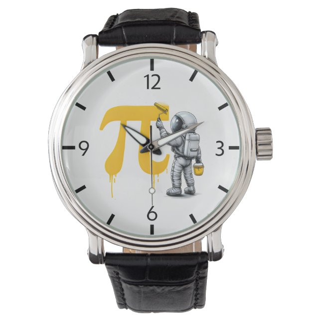 Coole astronaut die Pi-symbool schildert Pi-dag  Horloge (Voorkant)