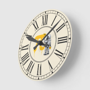 Coole astronaut die Pi-symbool schildert Pi-dag  Ronde Klok