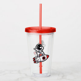 Coole astronaut op de raket acryl drinkbeker