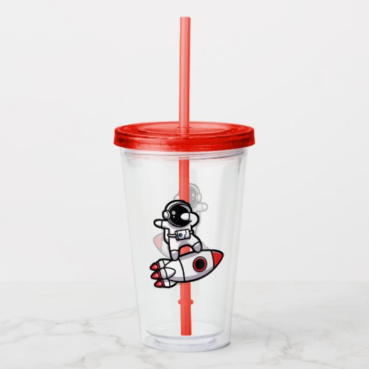 Coole astronaut op de raket acryl drinkbeker (Voorkant)