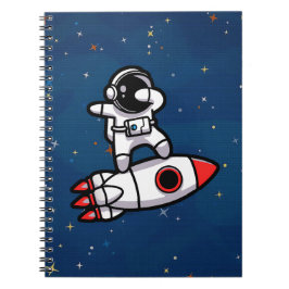 Coole astronaut op de raket notitieboek