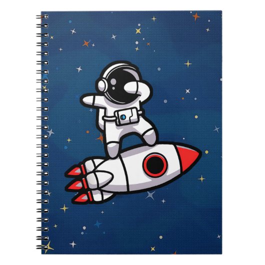 Coole astronaut op de raket notitieboek (Voorkant)