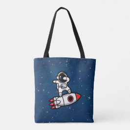 Coole astronaut op de raket tote bag