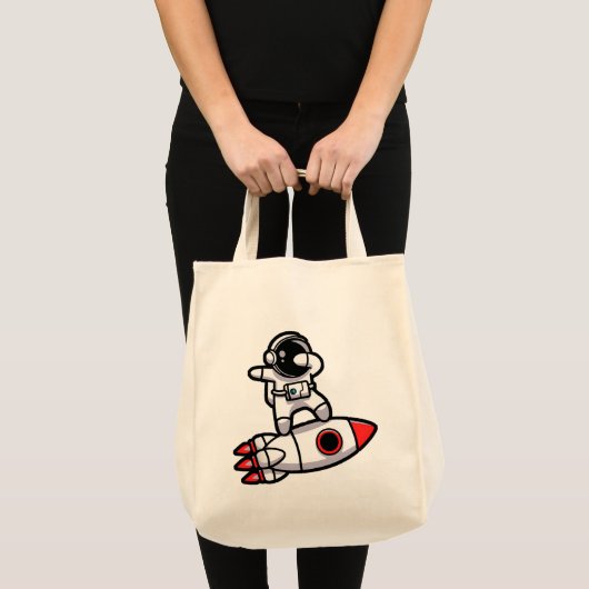 Coole astronaut op de raket tote bag (Voorkant (product))