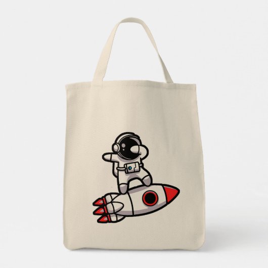 Coole astronaut op de raket tote bag (Achterkant)