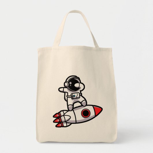 Coole astronaut op de raket tote bag (Voorkant)