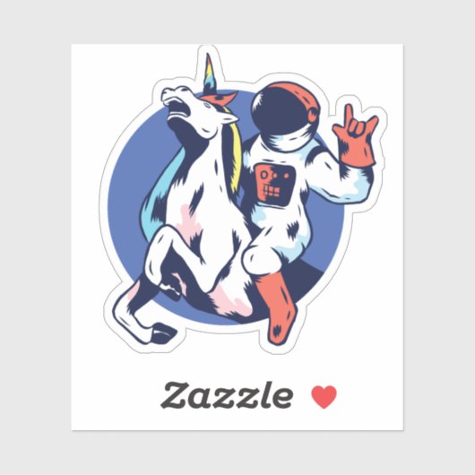 Coole astronaut rijdt op eenhoorn rock signaal gra sticker